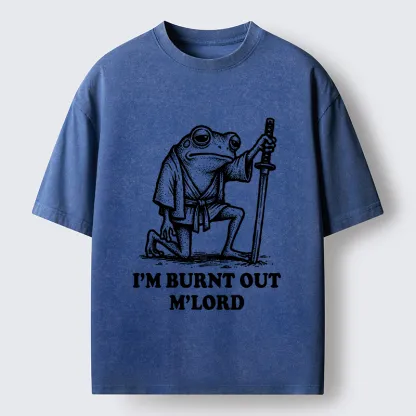 Tokyo‑Tiger Tired Frog Samurai Washed T-Shirt