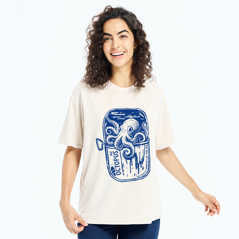 Tokyo-Tiger Canned Octopus Washed T-Shirt