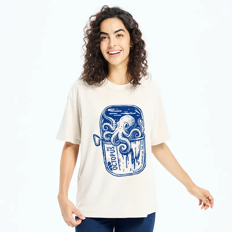 Tokyo-Tiger Canned Octopus Washed T-Shirt