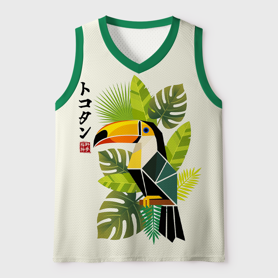 Tokyo-Tiger Tropical Toucan Mesh Tank Top