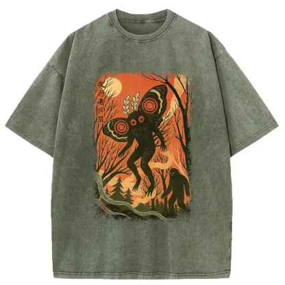 Tokyo-Tiger Vintage Bigfoot And Mothman Washed T-Shirt