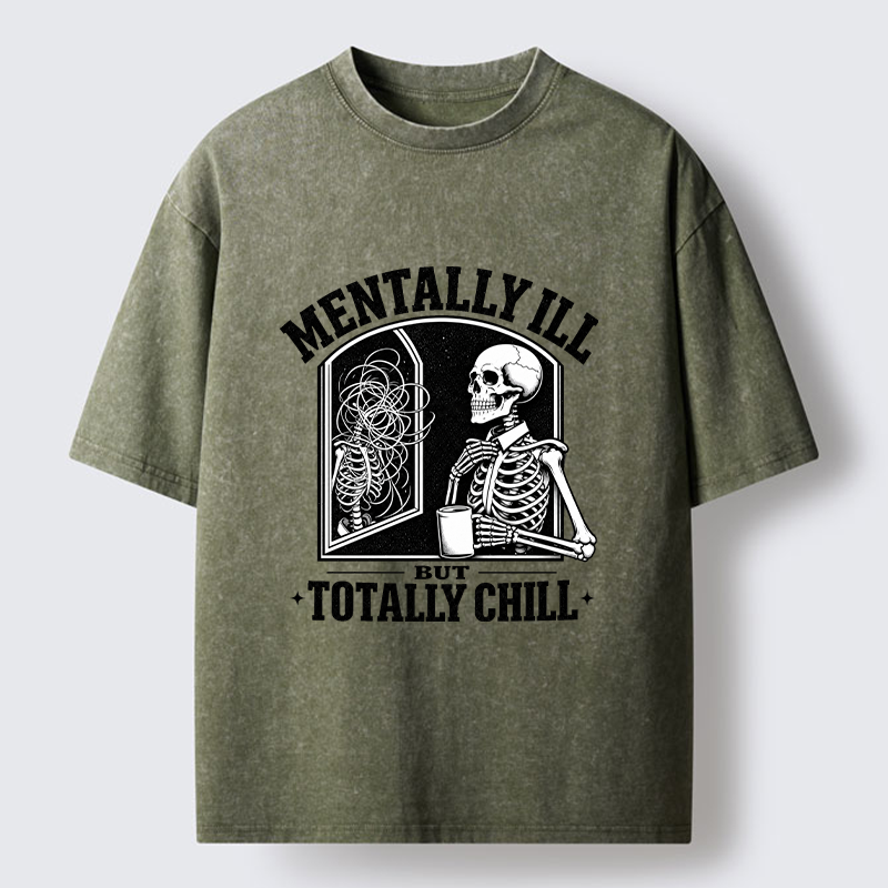 Tokyo‑Tiger Chill Crazy Skeleton Meme Washed T‑Shirt