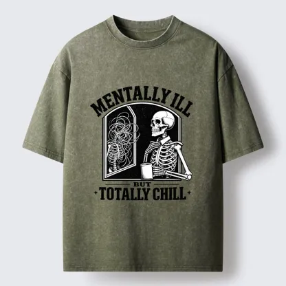 Tokyo‑Tiger Chill Crazy Skeleton Meme Washed T‑Shirt