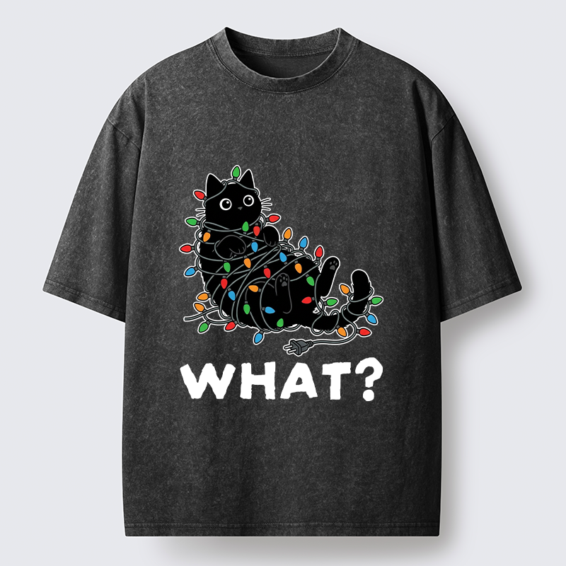 Tokyo-Tiger Cute Christmas Black Cat Meme Washed T-Shirt