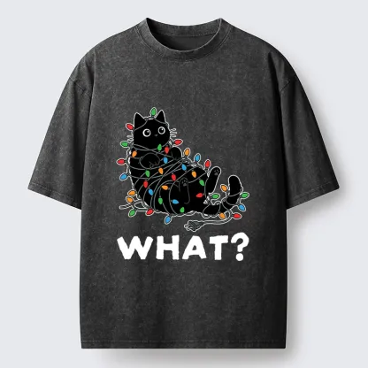 Tokyo-Tiger Cute Christmas Black Cat Meme Washed T-Shirt