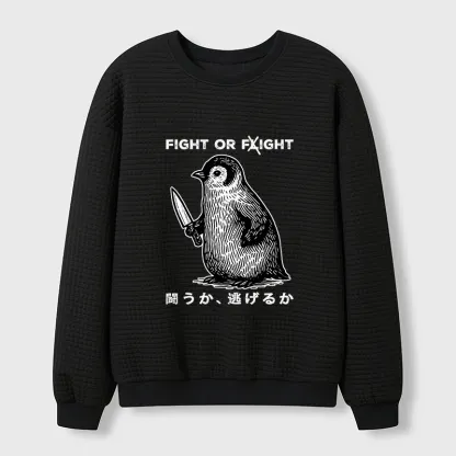 Tokyo-Tiger Funny Fight Or Flight Waffle Sweatshirt