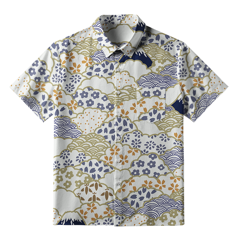 Tokyo-Tiger Blossoms Silhouettes Button-up Shirt