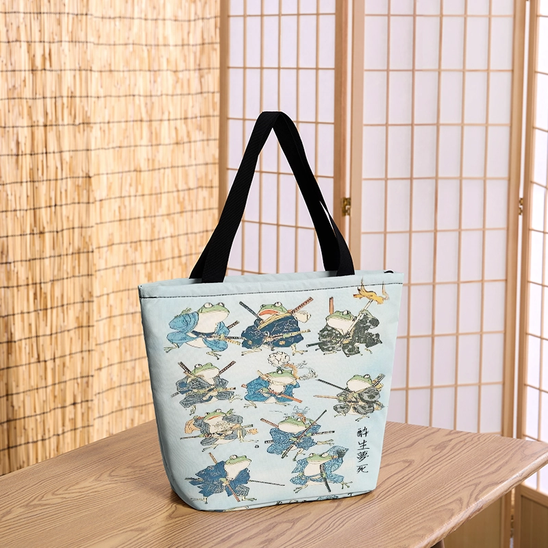 Tokyo-Tiger Frog Samurai Zipper Tote Bag