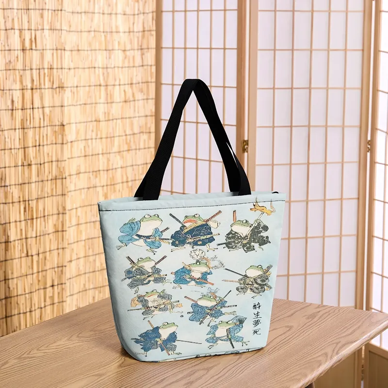 Tokyo-Tiger Frog Samurai Zipper Tote Bag