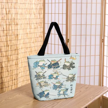 Tokyo-Tiger Frog Samurai Zipper Tote Bag