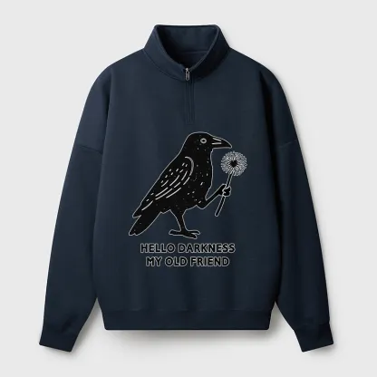 Tokyo-Tiger My Old Friend The Crow Half Zip Fleece Sweatshirt