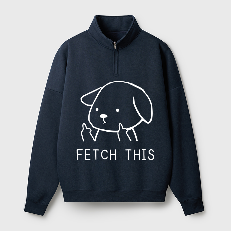 Tokyo-Tiger Fetch This Dog Half Zip Fleece Sweatshirt
