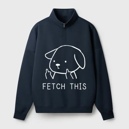 Tokyo-Tiger Fetch This Dog Half Zip Fleece Sweatshirt