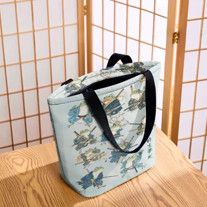 Tokyo-Tiger Frog Samurai Zipper Tote Bag
