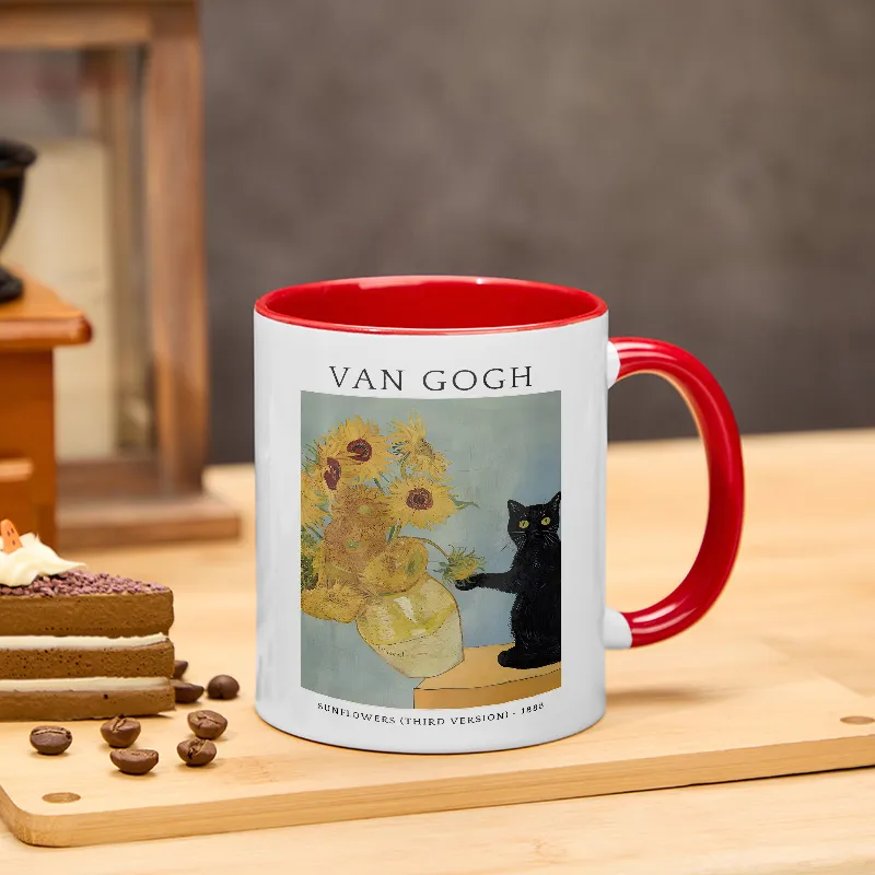 Tokyo-Tiger Black Cat With Sunflowers Mug