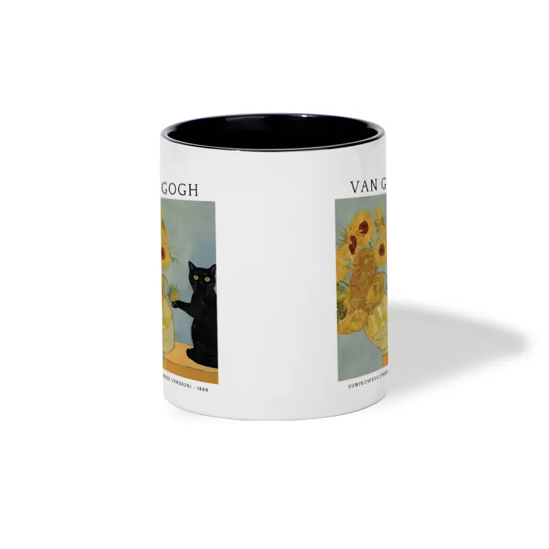Tokyo-Tiger Black Cat With Sunflowers Mug