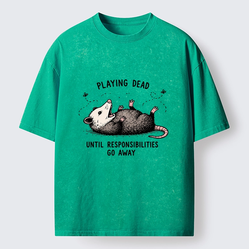 Tokyo‑Tiger Funny Playing Dead Washed T‑Shirt