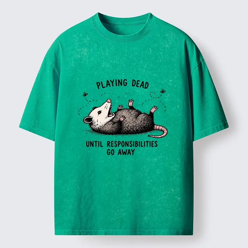 Tokyo‑Tiger Funny Playing Dead Washed T‑Shirt