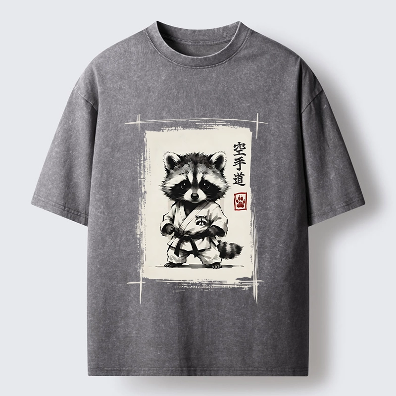 Tokyo‑Tiger Karate Raccoon Washed T‑Shirt