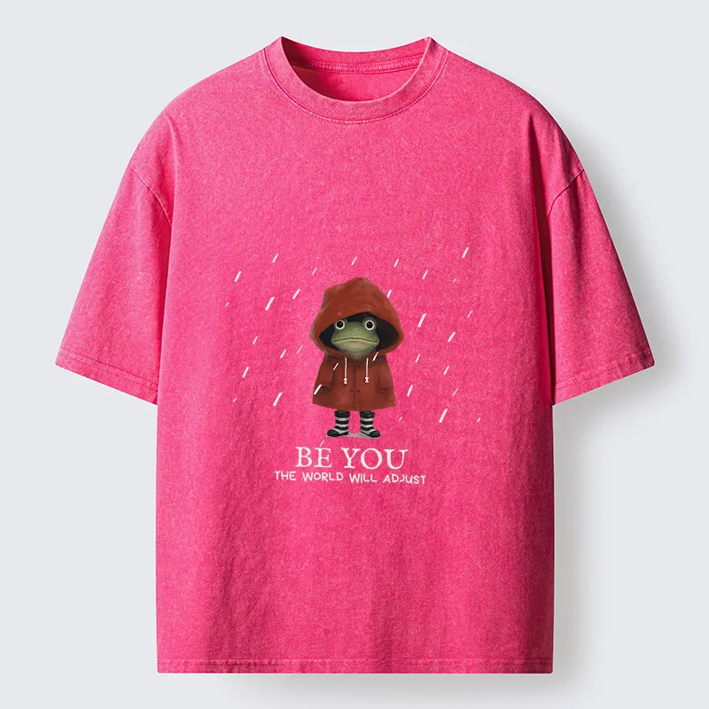 Tokyo-Tiger Brave Rain Frog Self Love Meme Washed T-Shirt