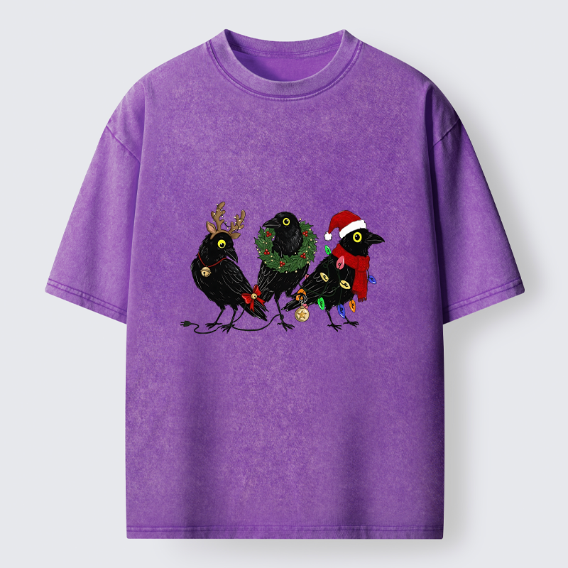Tokyo-Tiger Funny Christmas Crow Meme Washed T-Shirt