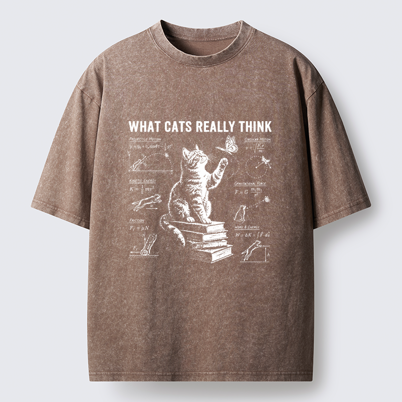 Tokyo-Tiger True Thoughts Of A Cat While Chasing Butterfly Washed T-Shirt