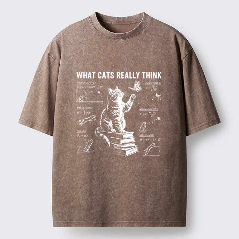 Tokyo-Tiger True Thoughts Of A Cat While Chasing Butterfly Washed T-Shirt