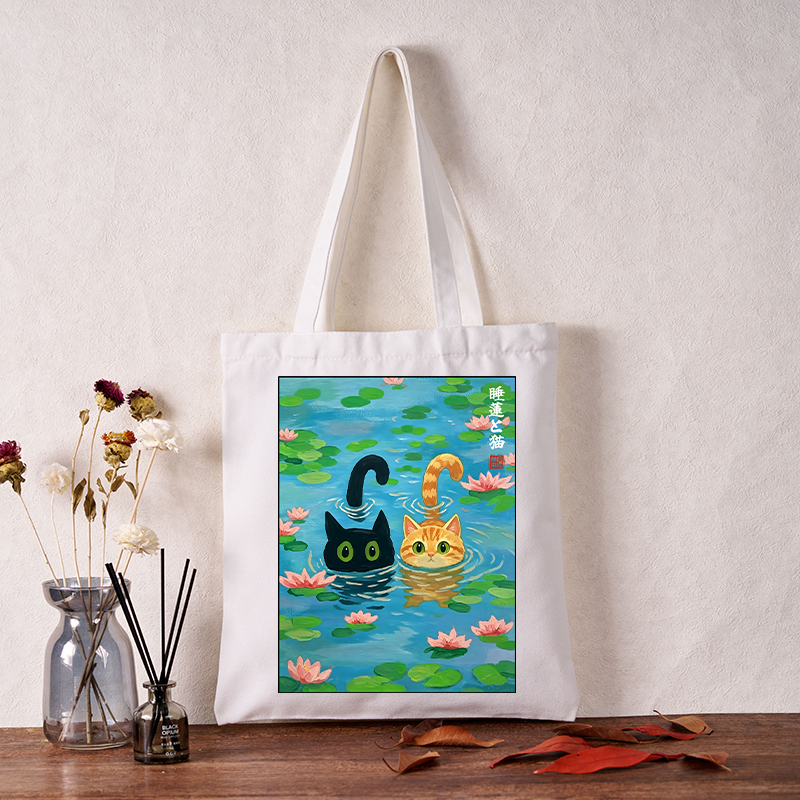 Tokyo-Tiger Cats In The Lotus Pond Tote Bag