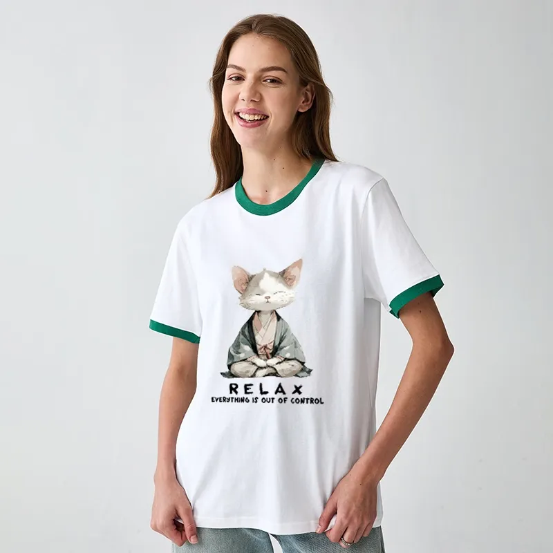 Tokyo-Tiger Zen Cat Relaxation，Everything's Out Of Control Trim T-Shirt