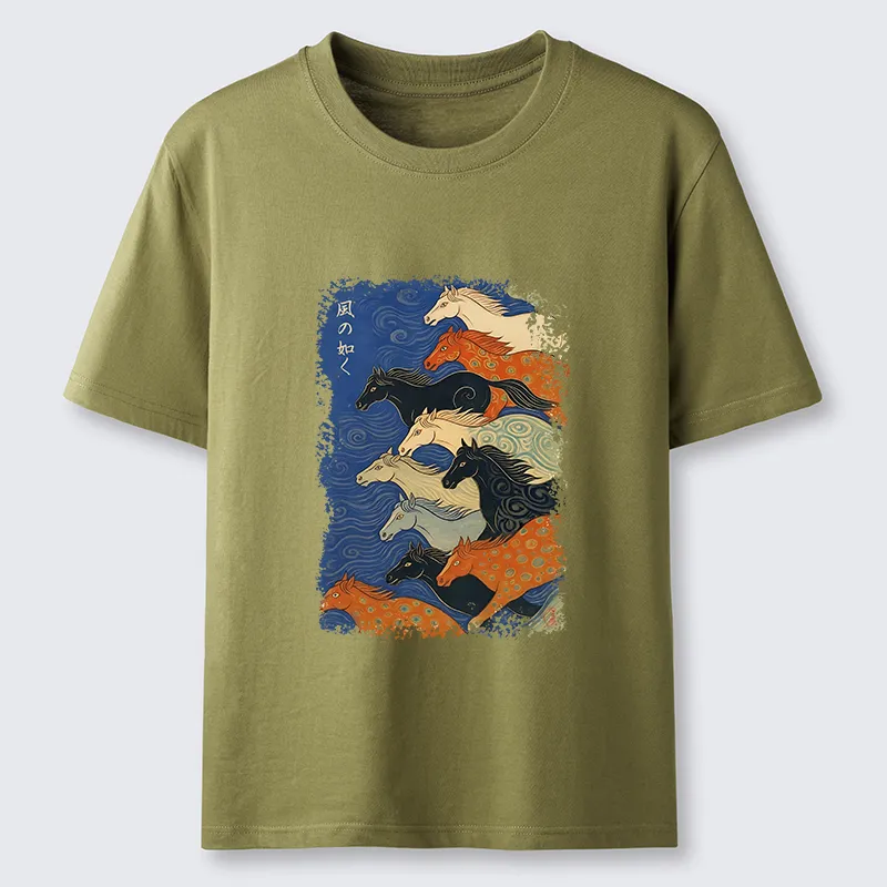 Tokyo-Tiger Vintage Japanese Running Horses Art Classic T-Shirt