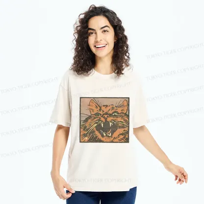 Tokyo-Tiger Roaring Cat Washed T-Shirt