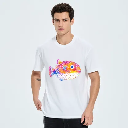 Tokyo-Tiger Rainbow Watercolor Puffer Fish Art Classic T-Shirt