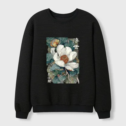 Tokyo-Tiger Ukiyoe Magnolia Flower Poster Waffle Sweatshirt