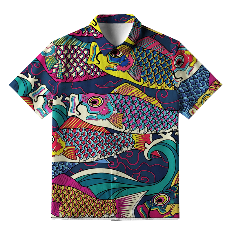 Tokyo-Tiger Colorful Japanese Koinobori Button-up Shirt