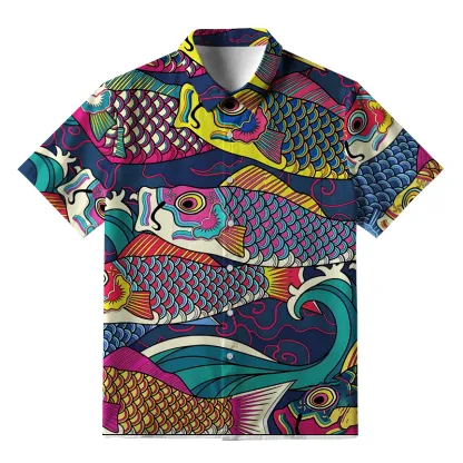 Tokyo-Tiger Colorful Japanese Koinobori Button-up Shirt