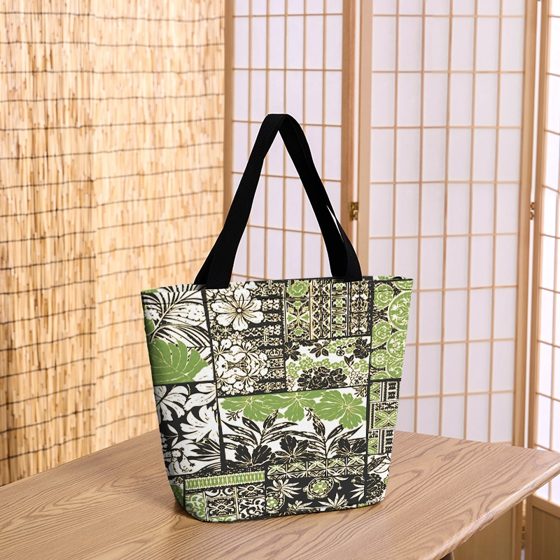 Tokyo-Tiger Tropical Plant Zipper Tote Bag