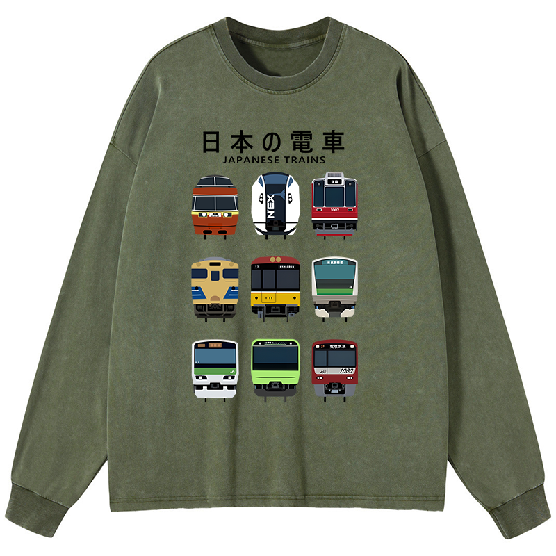 [Copy]Tokyo-Tiger Japanese Train Collection Washed Long Sleeve T-Shirt