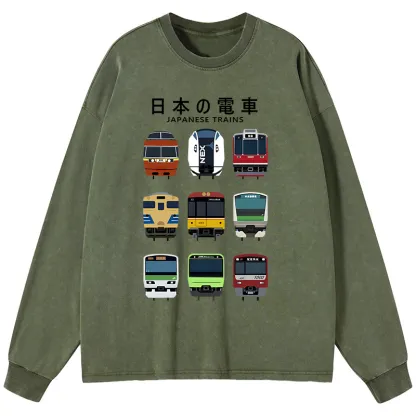 [Copy]Tokyo-Tiger Japanese Train Collection Washed Long Sleeve T-Shirt