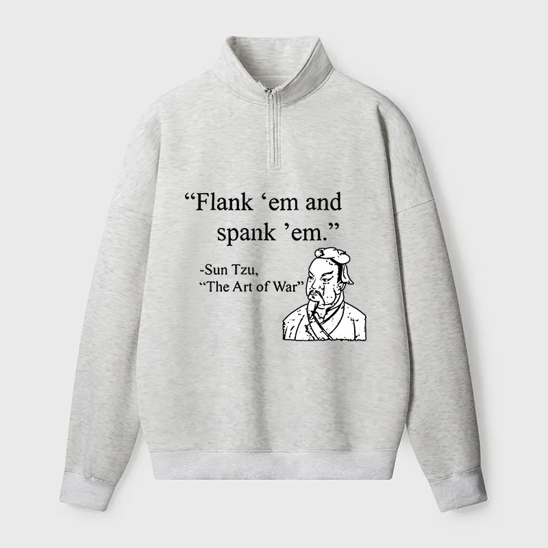 Tokyo-Tiger The Art Of War Funny Half Zip Fleece Sweatshirt