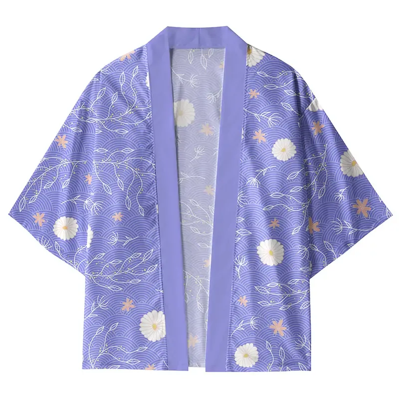 Tokyo-Tiger Wavy Marguerite Daisy Kimono Cardigan
