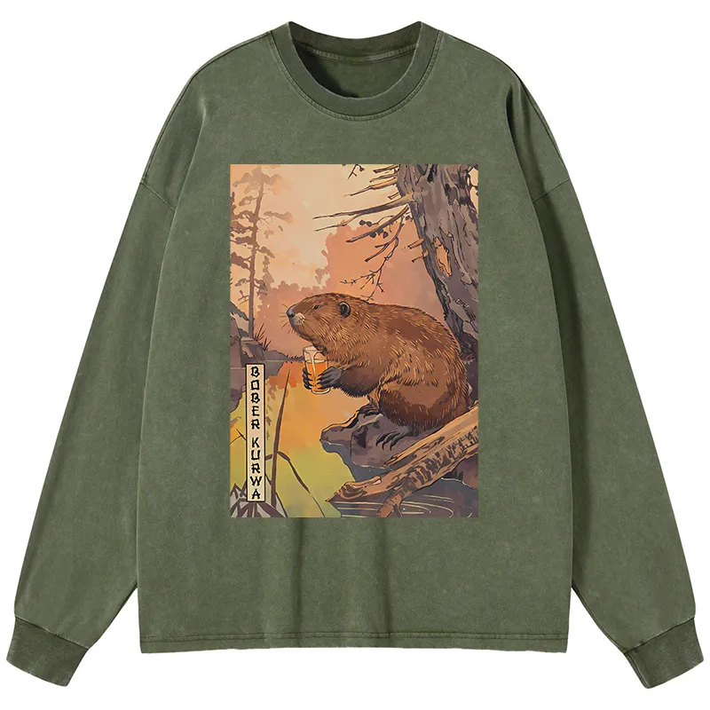 Tokyo-Tiger Beaver By The River Washed Long Sleeve T-Shirt