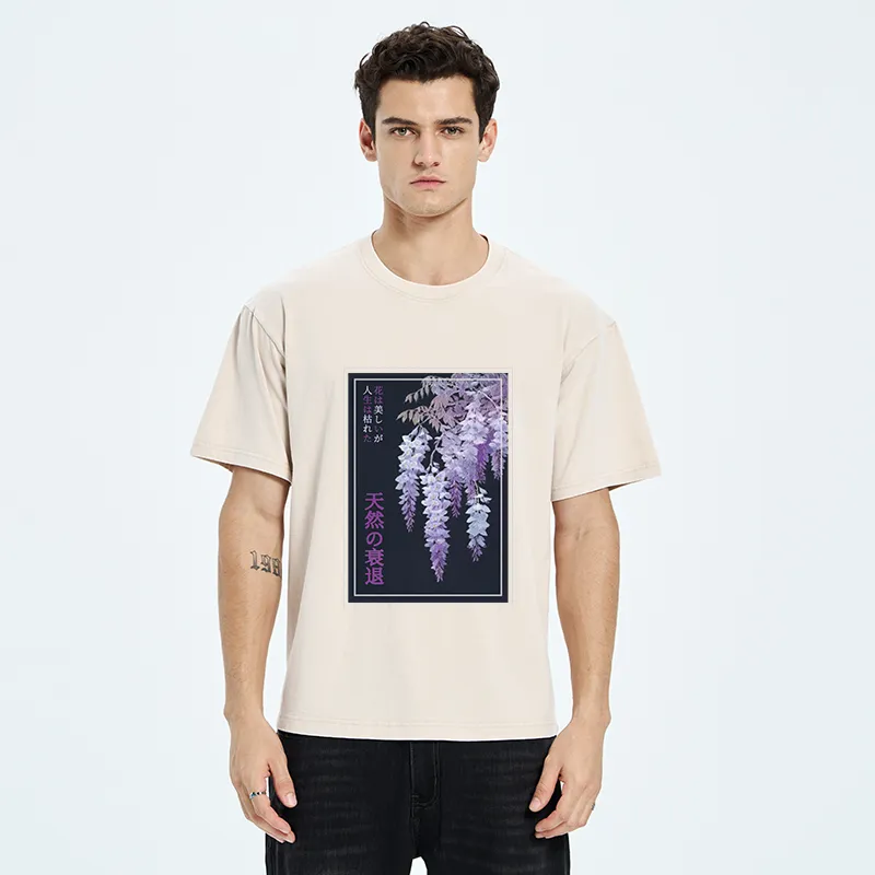 Tokyo-Tiger Wisteria Jpanese Flowers Poster Washed T-Shirt