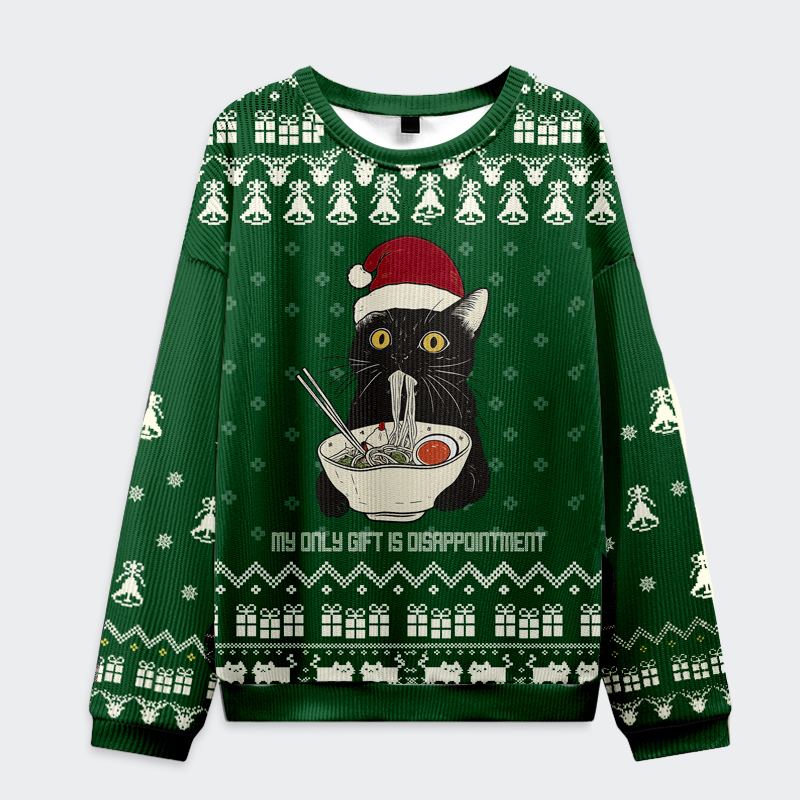 Tokyo-Tiger The Cat Eating Ramen: Its Only Gift Is Disappointment Christmas Ugly Sweater Sale