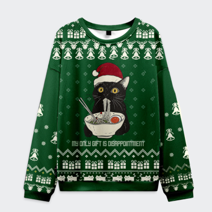 Tokyo-Tiger The Cat Eating Ramen: Its Only Gift Is Disappointment Christmas Ugly Sweatshirt