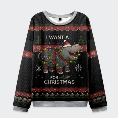 Tokyo-Tiger I Want a Moo Deng Christmas Ugly Sweatshirt
