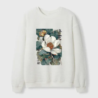 Tokyo-Tiger Ukiyoe Magnolia Flower Poster Waffle Sweatshirt