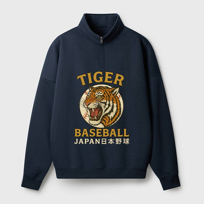 Tokyo-Tiger Osaka Japan Baseball Team Half Zip Fleece Sweatshirt