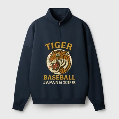 Tokyo-Tiger Osaka Japan Baseball Team Half Zip Fleece Sweatshirt