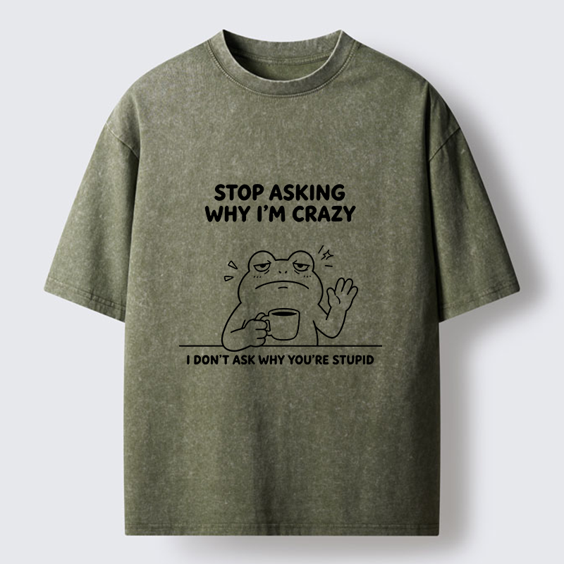 Tokyo-Tiger Mad Coffee Frog Meme Washed T-Shirt