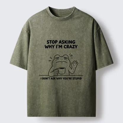 Tokyo-Tiger Mad Coffee Frog Meme Washed T-Shirt